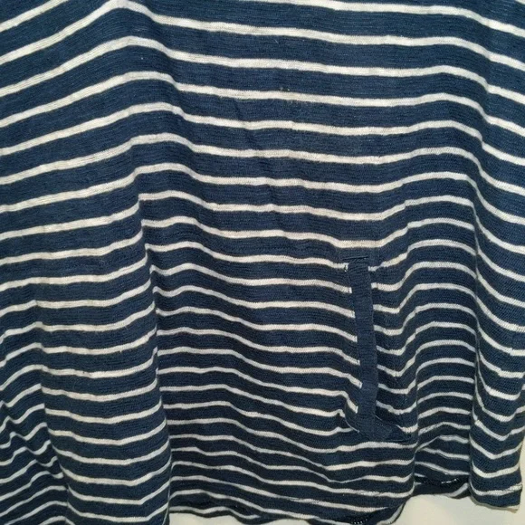 JJill Women's Size L Petite Linen Cotton Blend Nautical Theme Popover Top - Picture 3 of 13